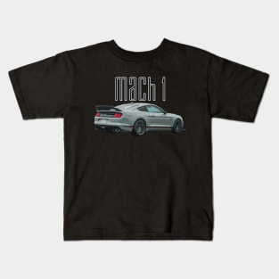 MACH 1 Mustang GT 5.0L V8 Performance Car Fighter Jet Gray Rear Kids T-Shirt